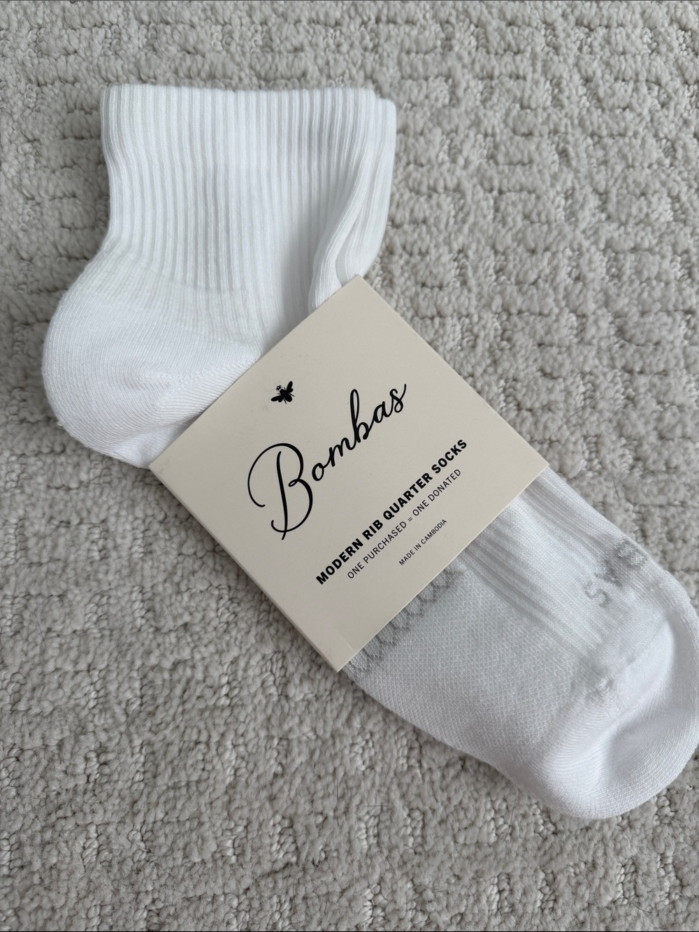 Bombas Modern Rib Quarter Socks - White